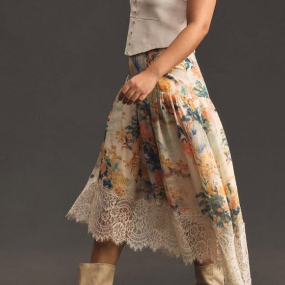 NWOT Anthropologie Asymmetrical Lace A-Line Skirt Small - Chic & Unique Closet E - Picture 3 of 13